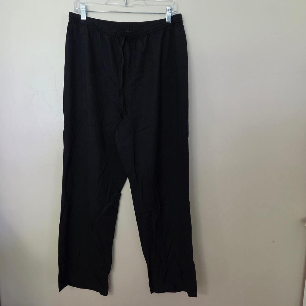 Leslie Fay Black Silk Blend Relaxed Straight Leg Pants Size 12 Coastal Grandma